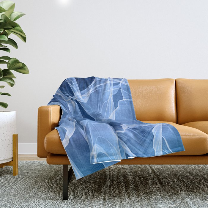 Indigo Blue Transparent Silk Flow Throw Blanket