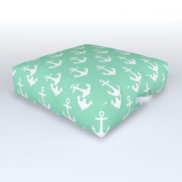 Anchors (White & Mint Pattern) Outdoor Floor Cushion