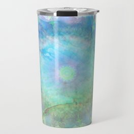 Windswept - Blue and Green Abstract Mandala Art Travel Mug