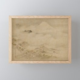 Japanese Edo Period Landscape Scroll of Mount Fuji - Kano Tanyu Framed Mini Art Print