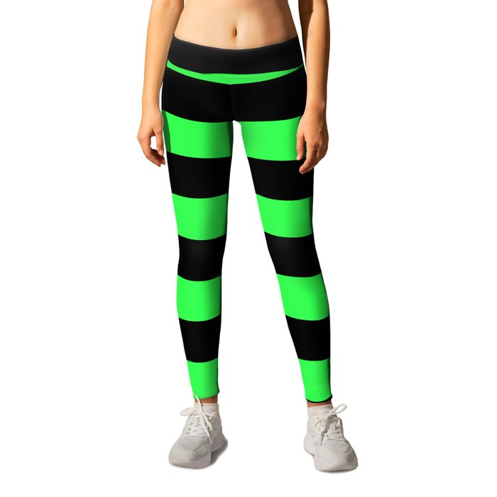 Stripes Green & Black Leggings