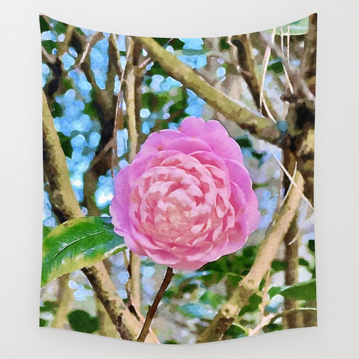 Pink Spiraled Flower Oasis Wall Tapestry