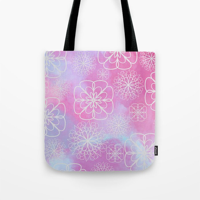 Modern pink lavender watercolor geometrical floral Tote Bag