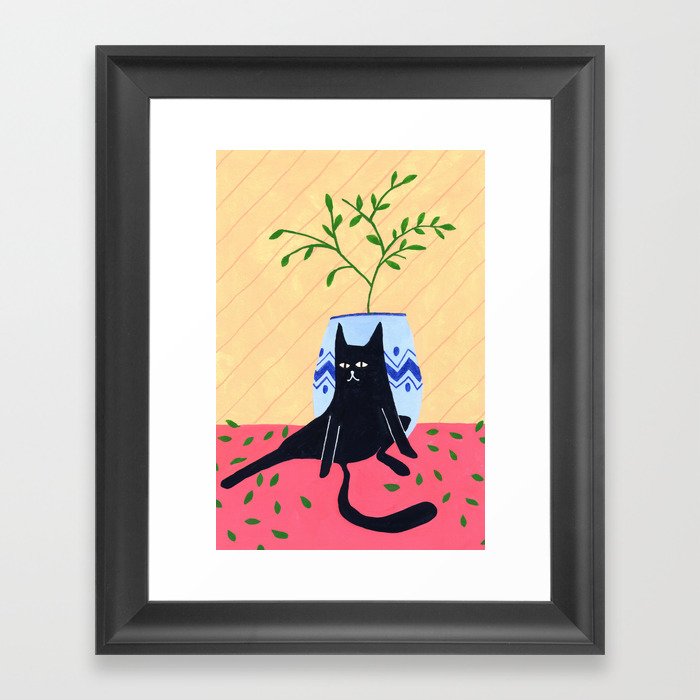 Cats and plants IV: Silent Warrior Framed Art Print
