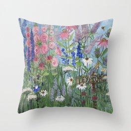 Garden Wildflower Explore Painting Throw Pillow