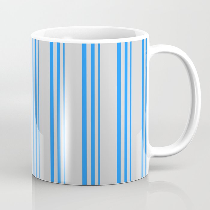 Blue & Light Gray Colored Lines/Stripes Pattern Coffee Mug
