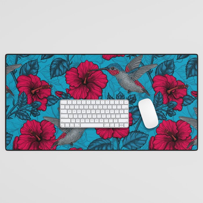 Red Hibiscus Flower Print Floor Mat