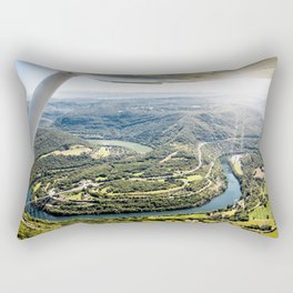 Aerial view by airplane of french Ain river valley in horseshoe shape with viaduct Rectangular Pillow