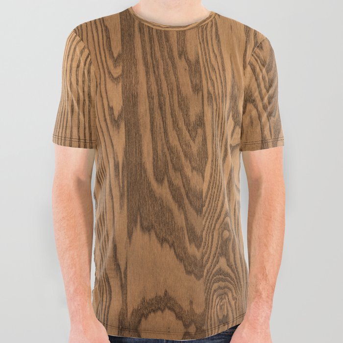Wood, heavily grained wood grain All Over Graphic Tee