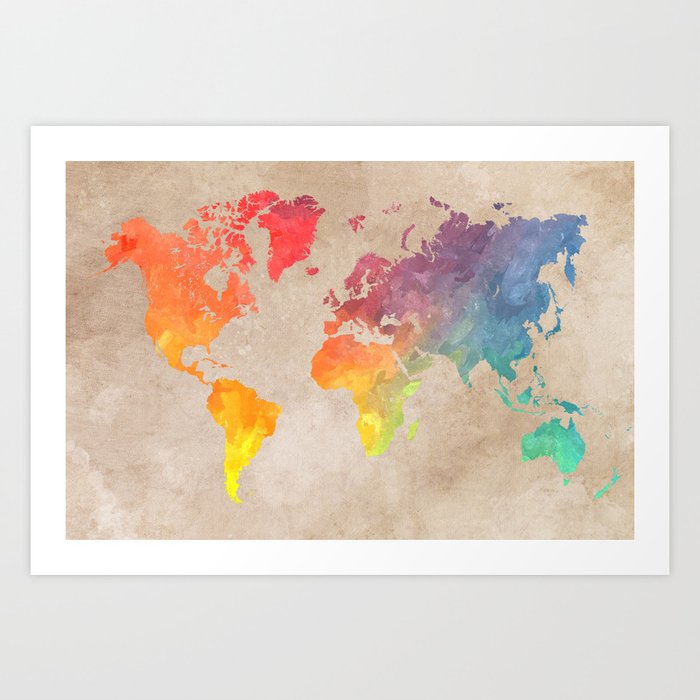 World Map Maps #map #maps #world Art Print