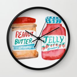 Peanut Butter & Jelly Watercolor Wall Clock