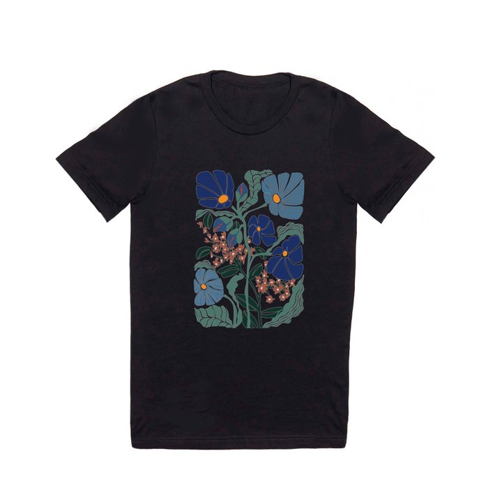 Klimt flower dark blue T Shirt
