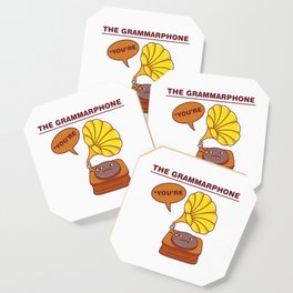 The Grammarphone - Funny Gramophone Wordplay Coaster