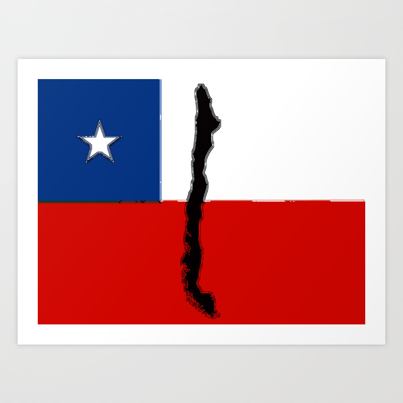 Chilean Flag With Map Of Chile Art Print By Havocgirl Society6