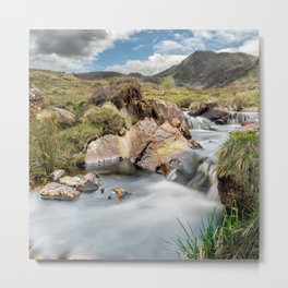 Rocky Waterfall Metal Print | Landscape, Digital, Photo 