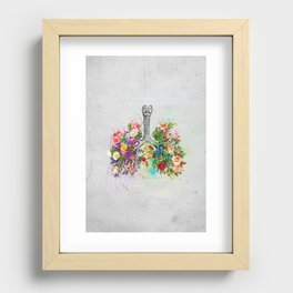 Flowers Lungs Skeleton Watercolor Recessed Framed Print