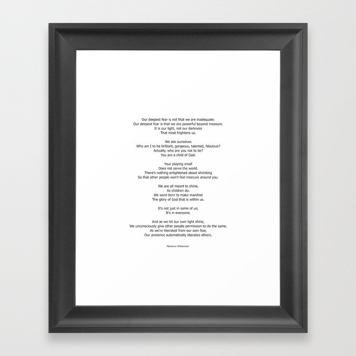 Our Deepest Fear Poem 2 #minimalist #quotes Framed Art Print