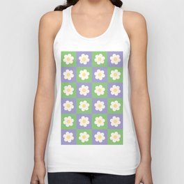 Checkered Daisy in Purple and Green Unisex Tank Top