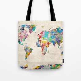 world map music art Tote Bag