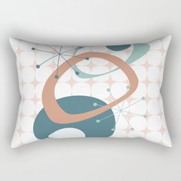 Retro Style, Mid Century Modern Abstract in Turquoise, Peach, Salmon and Teal Rectangular Pillow