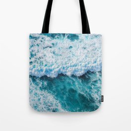Turquoise Blue Ocean Waves Tote Bag