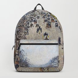 Camille Pissarro - Boulevard Montmartre, Morning, Cloudy Weather Backpack
