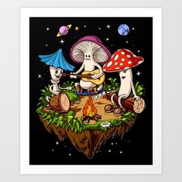 Magic Mushrooms Hippie Fungi Art Print
