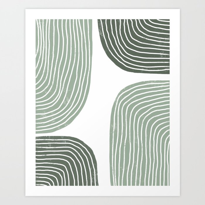 Abstract Sage Green Shapes Wall Art  Art Print