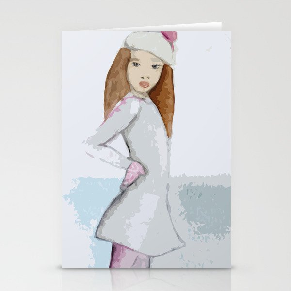 Ice skating in winter Stationery Cards