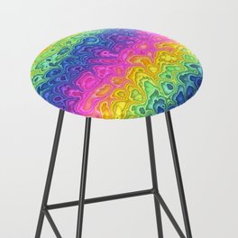 Trippy Funky Squiggly Vibrant Rainbow Bar Stool