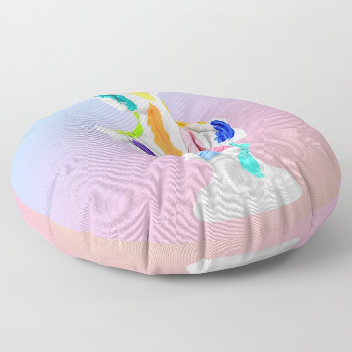 A Grecian Bust With Color Tests (Cotton Candy Gradient Edition) Floor Pillow