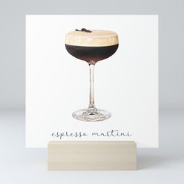 Espresso Martini Cocktail Painting | Watercolor Bar Art Mini Art Print