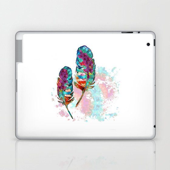 Two Souls - Colorful Feather Art by Sharon Cummings Laptop & iPad Skin