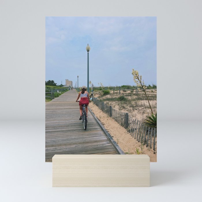 Rehoboth Beach Girl Biking Mini Art Print