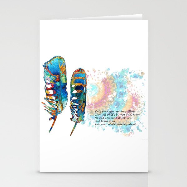 The Path Colorful Feather Art For Comfort  Stationery Cards