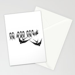 Vintage birds perched on a wire Stationery Cards