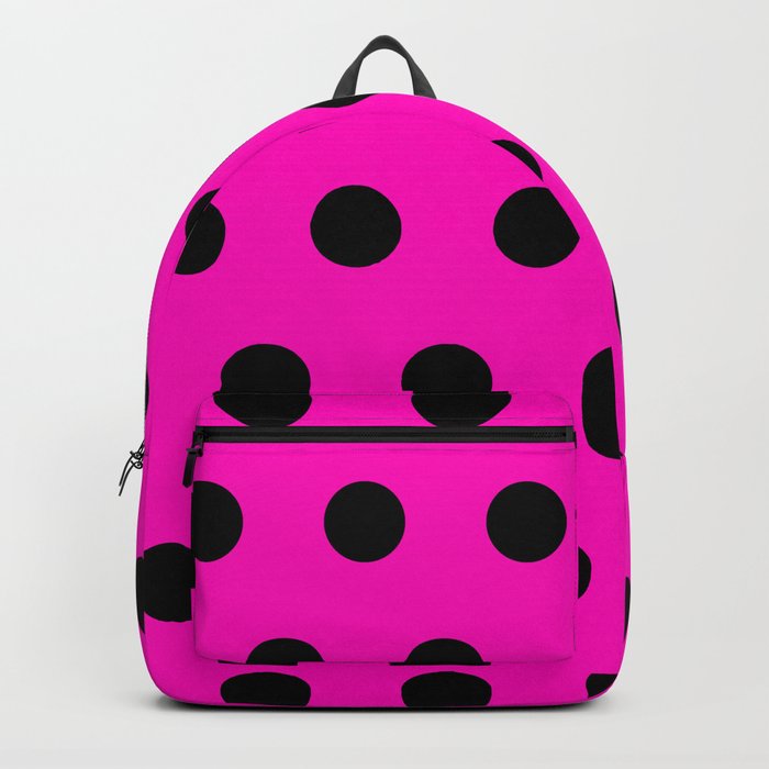 Hot Pink and Black Polka Dots Backpack