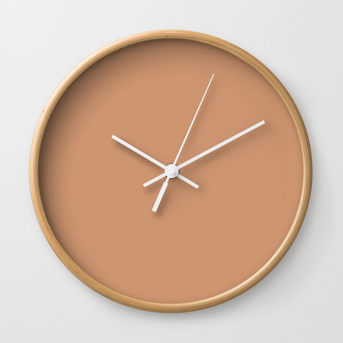 Soft Mid-tone Brown Solid Color Hue Shade - Patternless Wall Clock