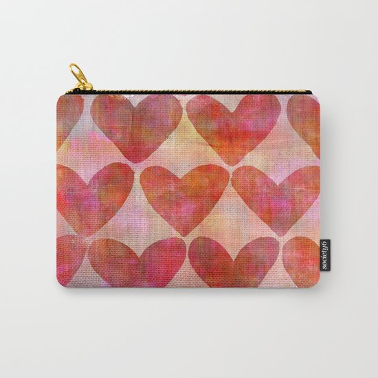 red Hearts mixed media pattern Carry-All Pouch