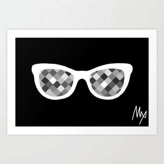 Diamond Eyes White on Black Art Print