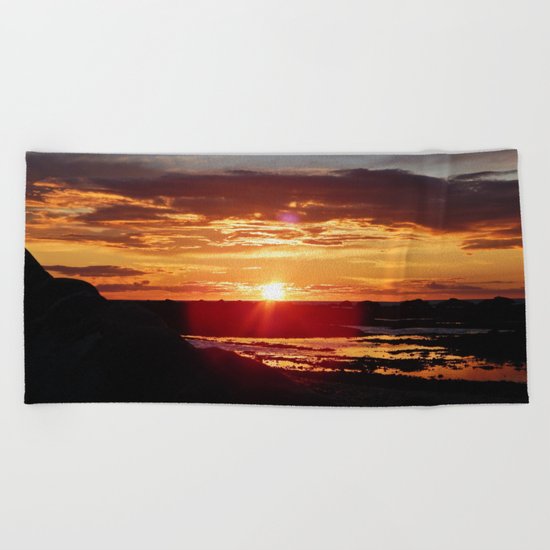 Ground Level Sunset Beach Towel