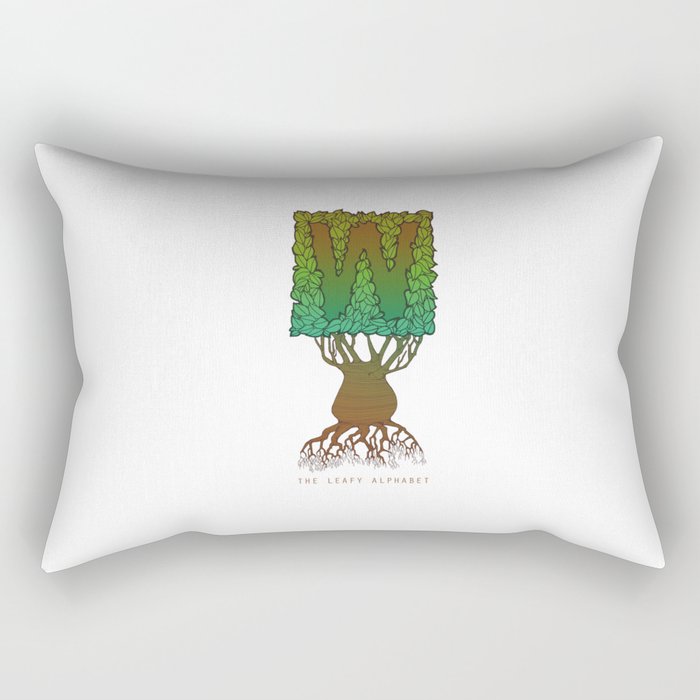 Leafy W: The Leafy Alphabet Rectangular Pillow