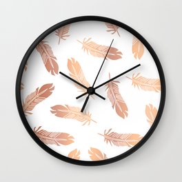 Feathers Copper Foil Pattern Wall Clock