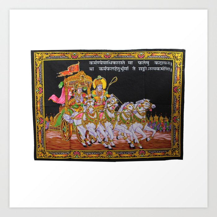 Lord Krishna Arjuna Mahabharata Gita Wall Hanging Art Print By