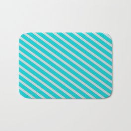 [ Thumbnail: Dark Turquoise and Light Grey Colored Lines Pattern Bath Mat ]