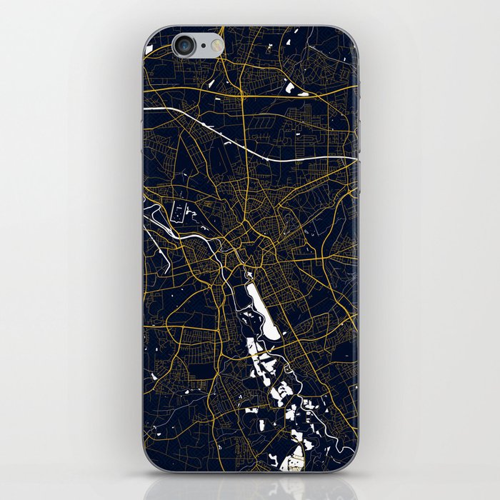 Hanover City Map of Lower Saxony, Germany - Gold Art Deco iPhone Skin