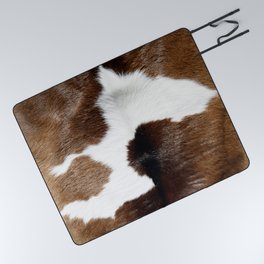 Cow fur, cowhide brown Picnic Blanket
