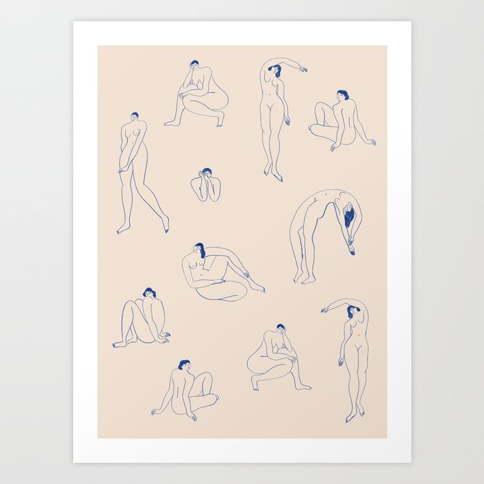 The Blue Silhouettes for Mimi & August Art Print