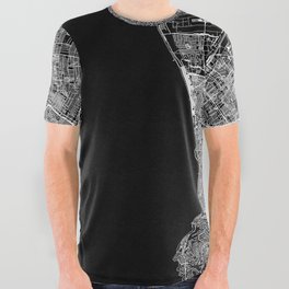 Los Angeles Black Map All Over Graphic Tee