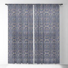 Blue and Gold Luxury  Sheer Curtain